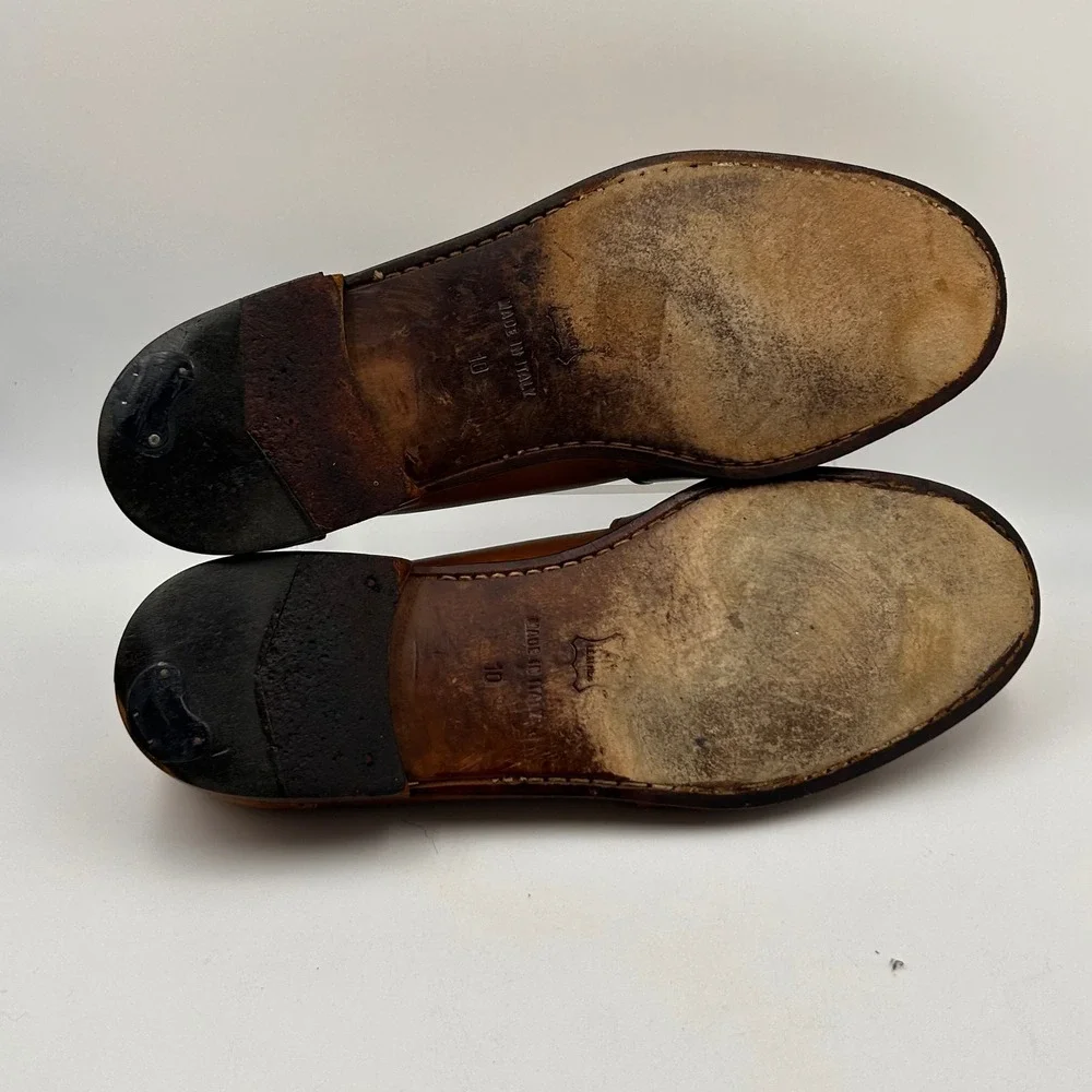 VTG Thornton Bay Kiltie Loafers Men 10 Brown Leather Brogue Made in Italy Preppy